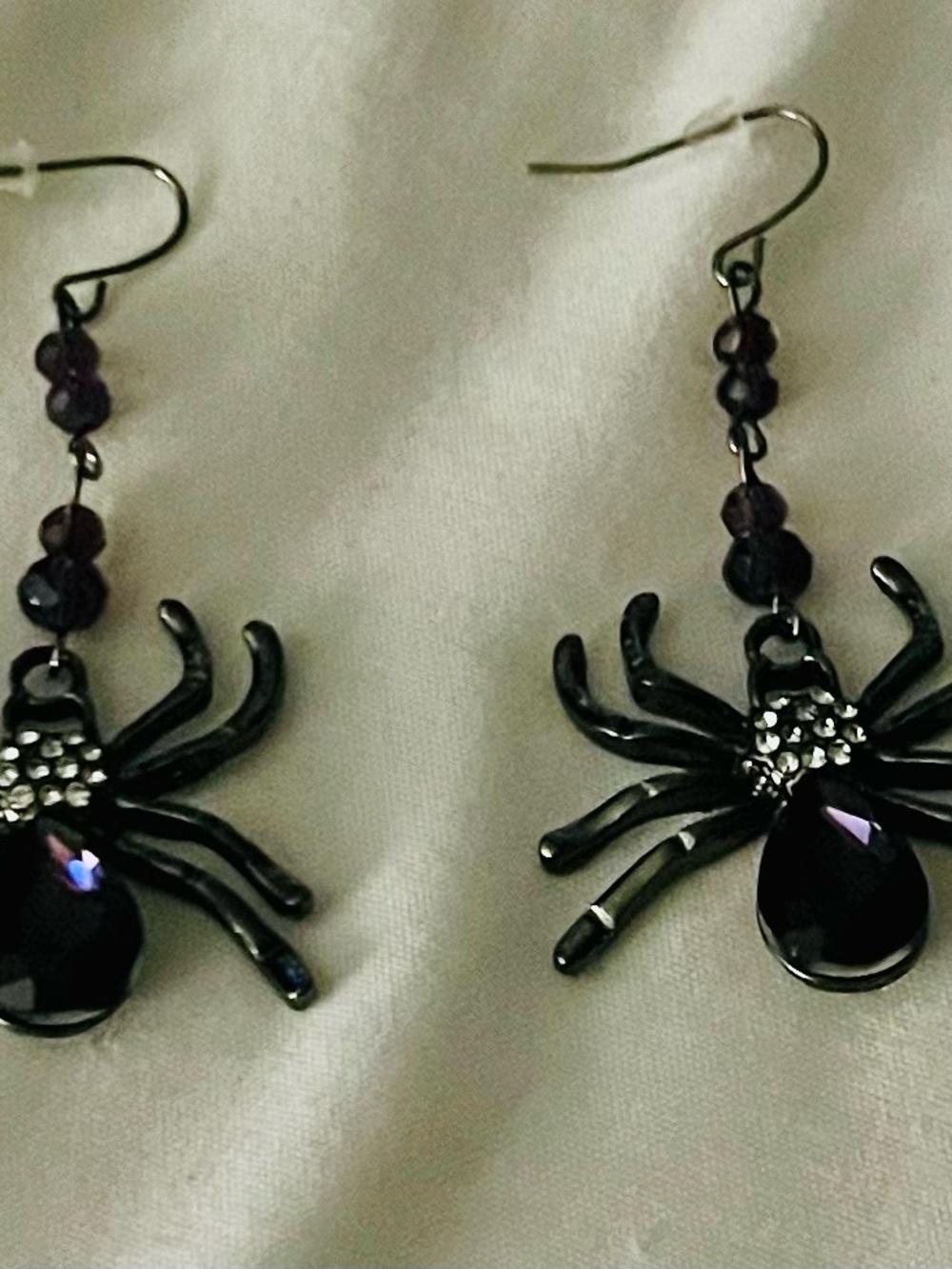 Dark Purple Spider Drop Earrings - Unbranded Women's Jewelry